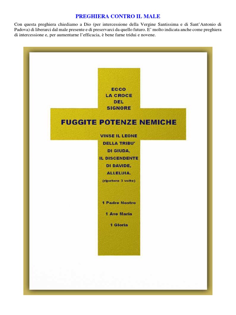 Preghiera Contro Il Male Di San Benedetto Preghiera Contro Il Male | PDF