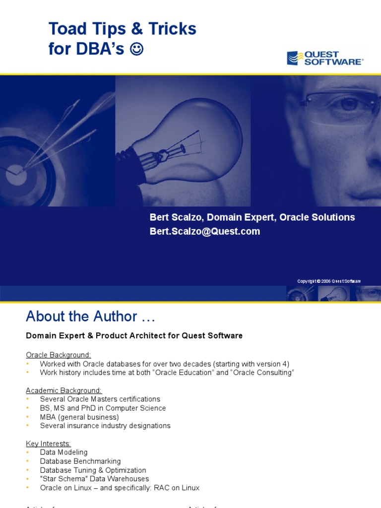 Toad Tips and Tricks For DBAs | PDF | Oracle Database | Databases
