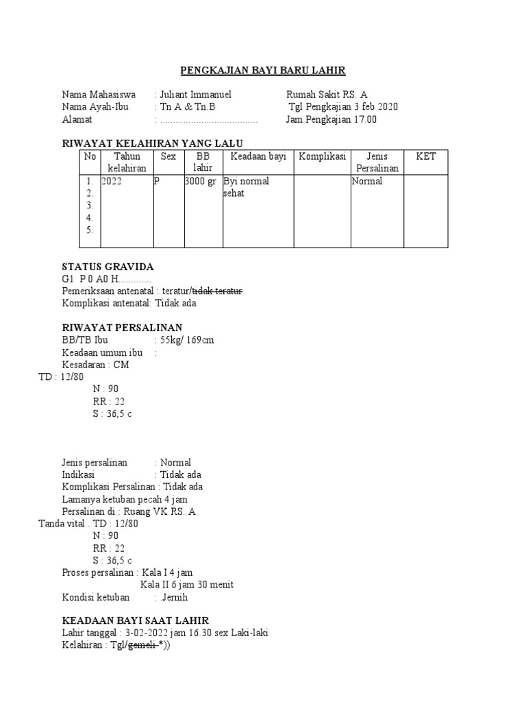 Pengkajian Bayi Baru Lahir | PDF