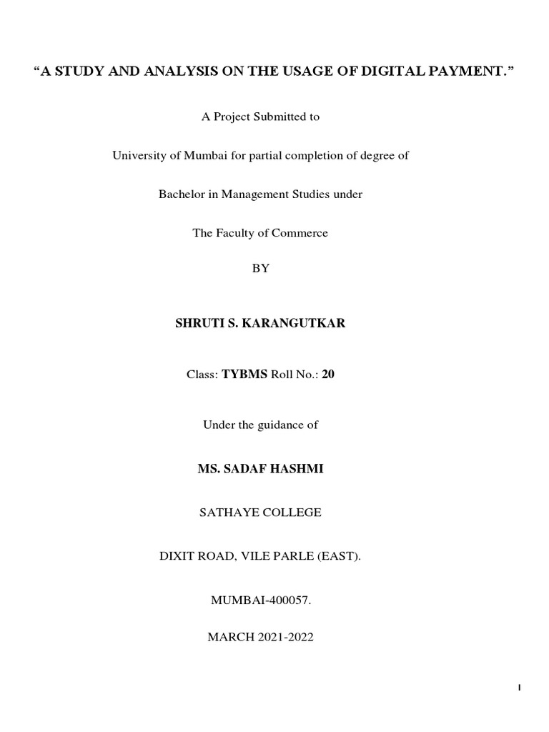 A Study and Analysis On The Usage of Digital Payment | PDF | Payments ...