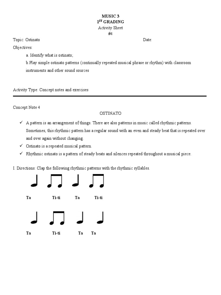 Lesson 4 Ostinato Patterns PDF