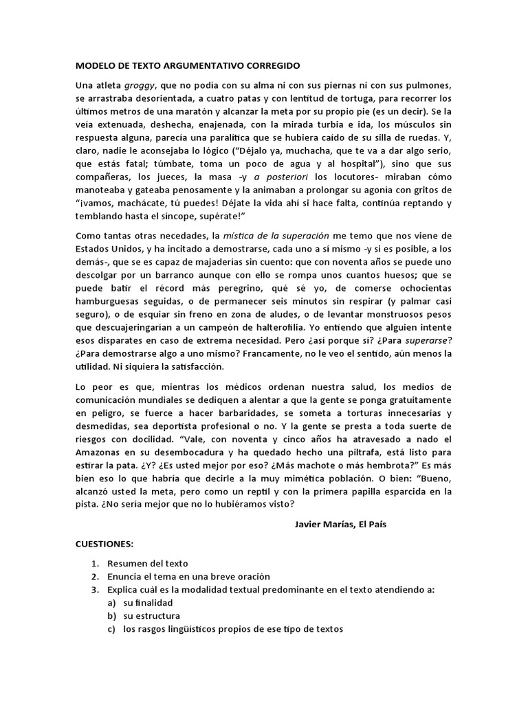 Comentario Texto Argumentativo Resuelto | PDF | Lingüística | Ciencia ...