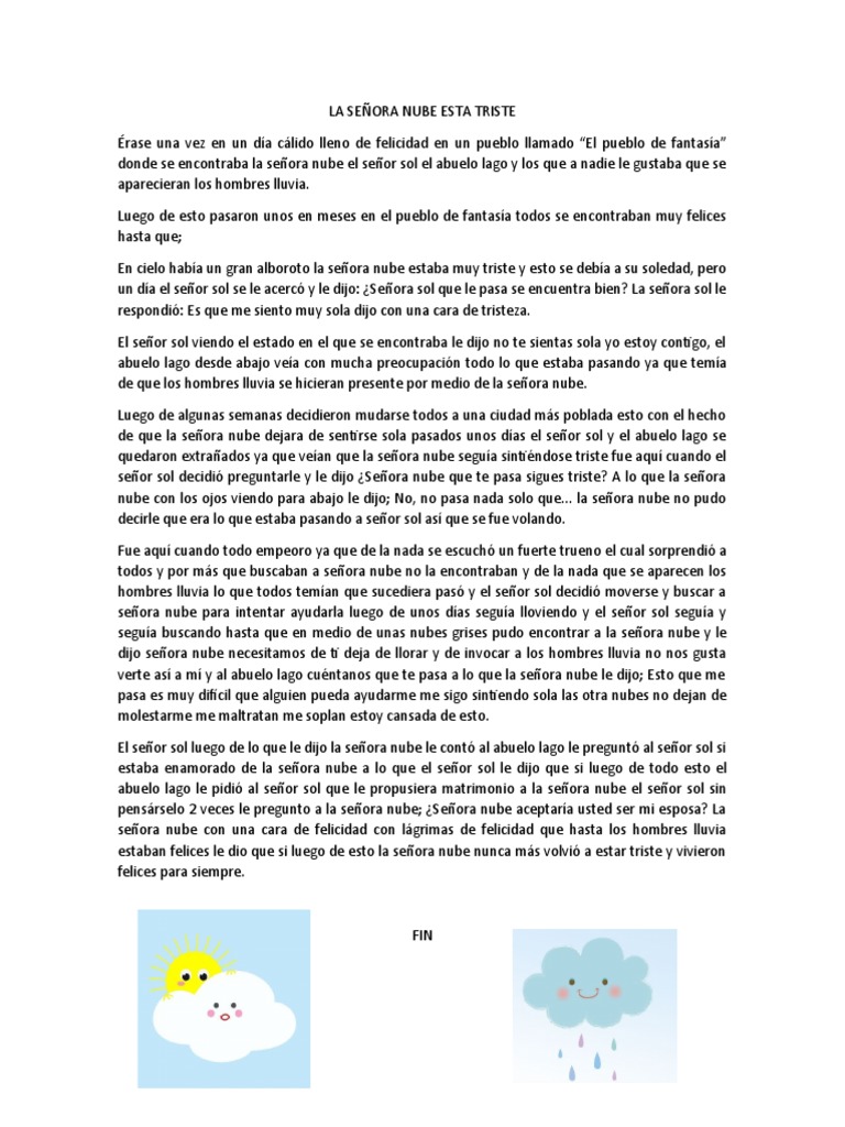 Cuento La Nube Esta Triste | PDF