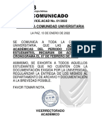Comunicado - Inscripcion Estudiantes 1-2022