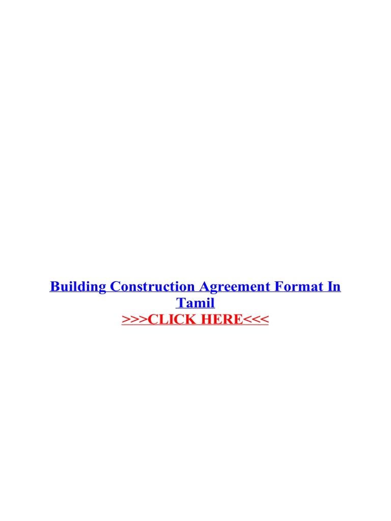 Building Construction Agreement Format in Tamil PDF Taxes Economies