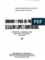 Tomo 18. Gobierno y Época Del Presidente Eleazar López Contreras. Decretos y Memorias Del Ejecutivo Nacional (1935-1941)