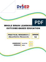 Whole Brain Learning System Outcome-Based Education: Practical Research 2 (Quantitative Research) Grade