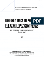 Tomo 20. Gobierno y época del presidente Eleazar López Contreras. El debate parlamentario  (1936-1941)