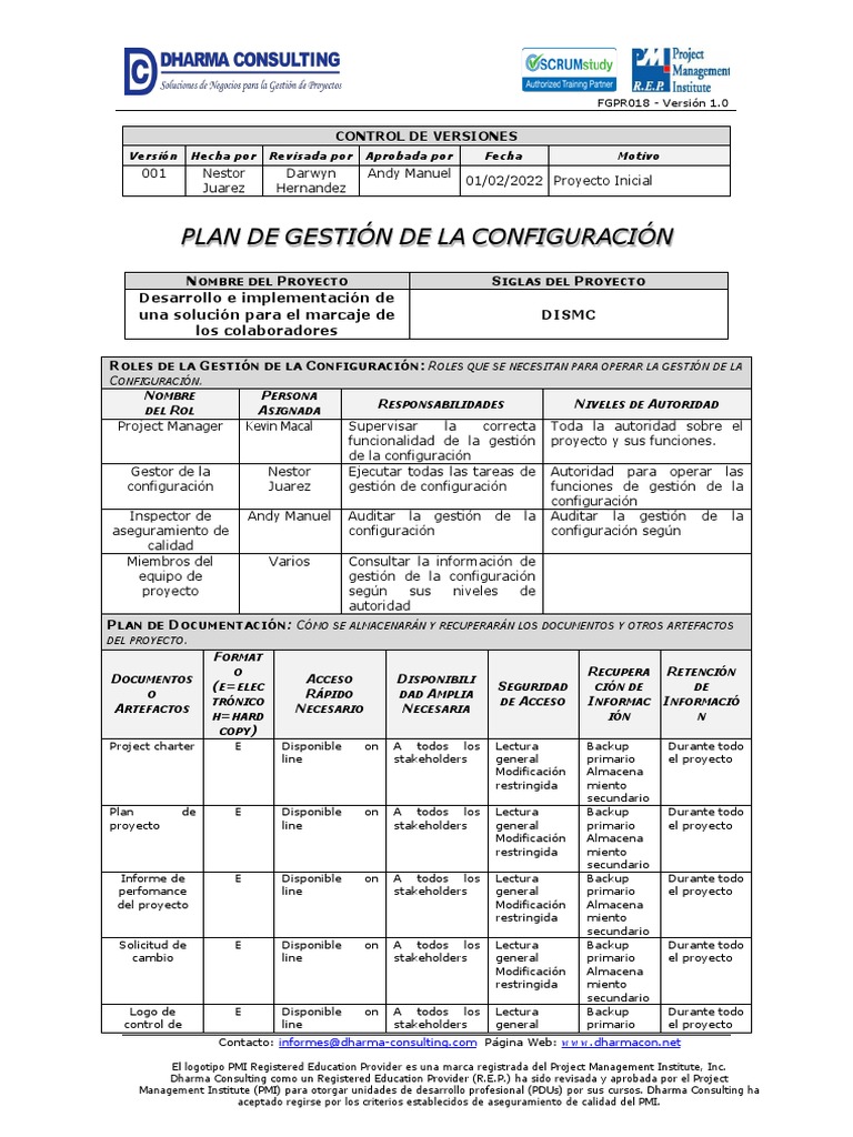 FGPR 018 06 Plan de Gestión de La Configuración Download Free