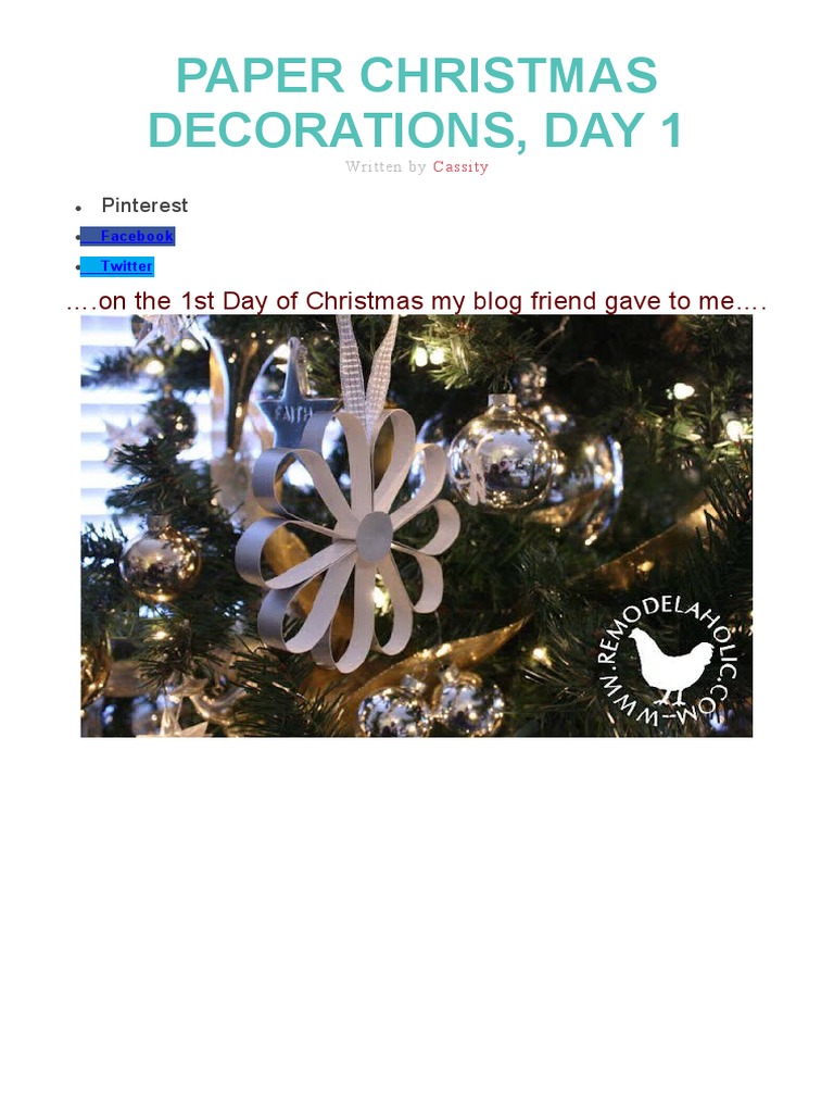 Paper Christmas Decorations | PDF | Home & Garden | Self-Improvement