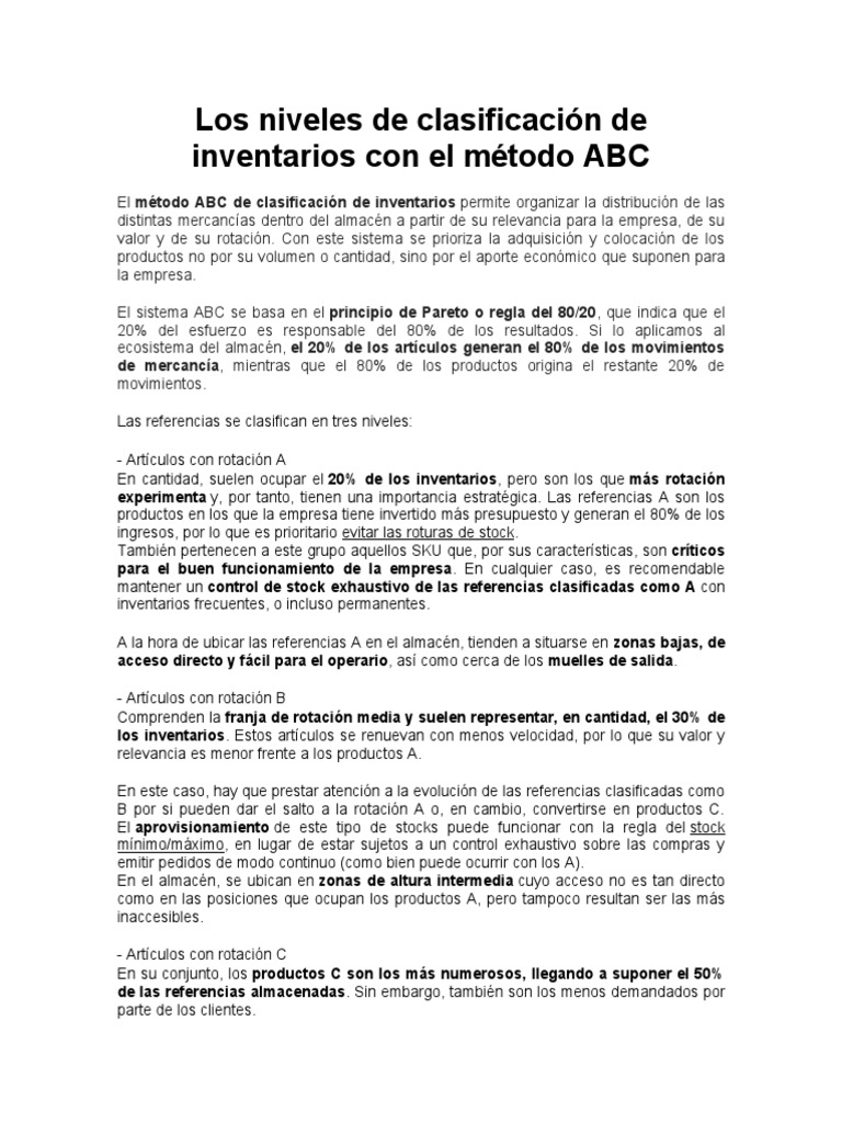 Clasificación ABC de Inventarios | PDF | Inventario | Business