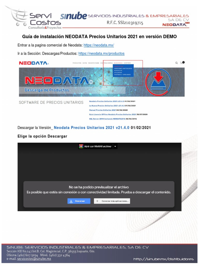 Guia Instalacion Neodata 21 Ver. Demo | PDF