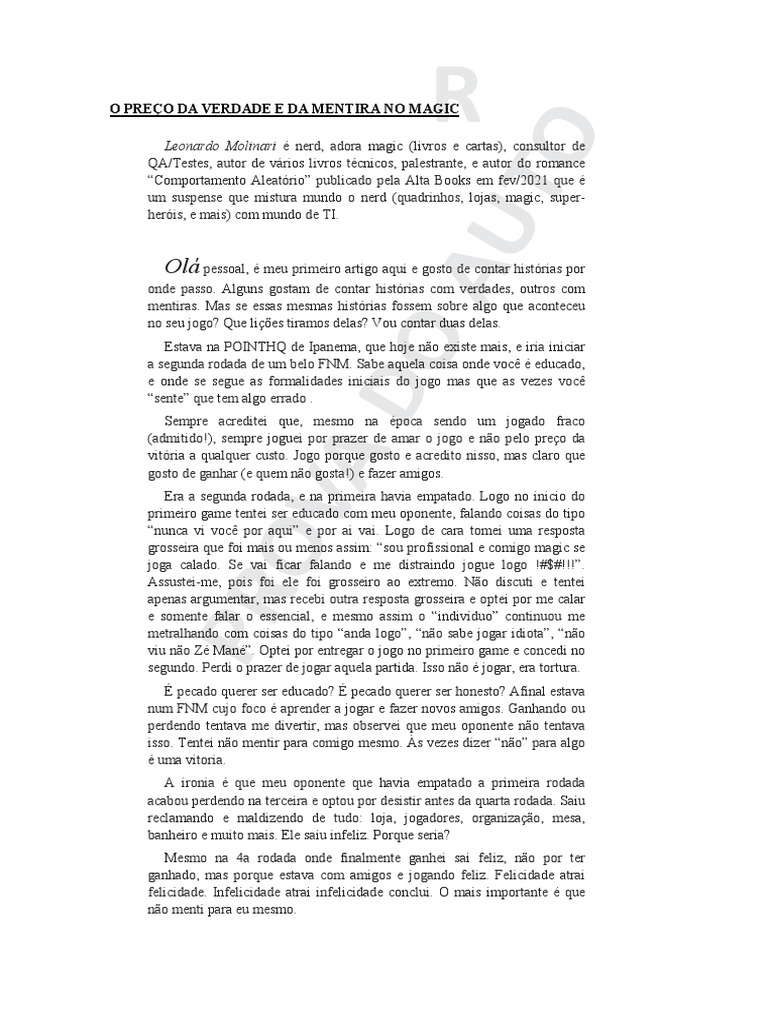 Mentira E Verdade Pdf