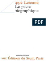 Le Pacte Autobiographique by Philippe Lejeune (Lejeune, Philippe)
