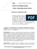 Resoluçãonº.254: Conselho de Administração Sessão N 1869 Realizada em 06/12/2018