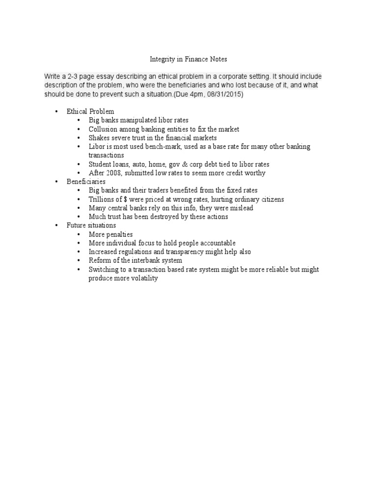 Libor Rate Manipulation Ethics Explained | PDF