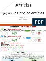 Articles: (A, An The and No Article)