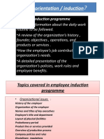 What Is Orientation / Induction: - General Information About The Daily Work - A Review of The Organization's History