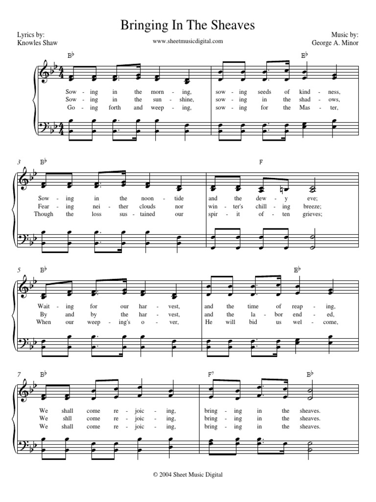 Bringing in The Sheaves Lyrics By Knowles Shaw Music By A