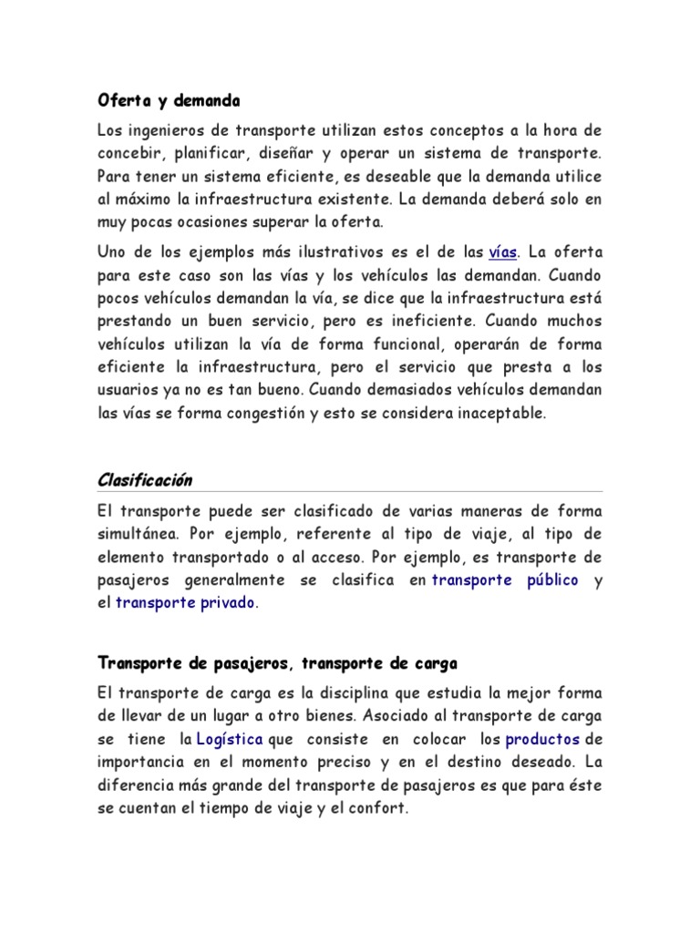 Clasificación del Transporte de Pasajeros | PDF | Transporte público ...
