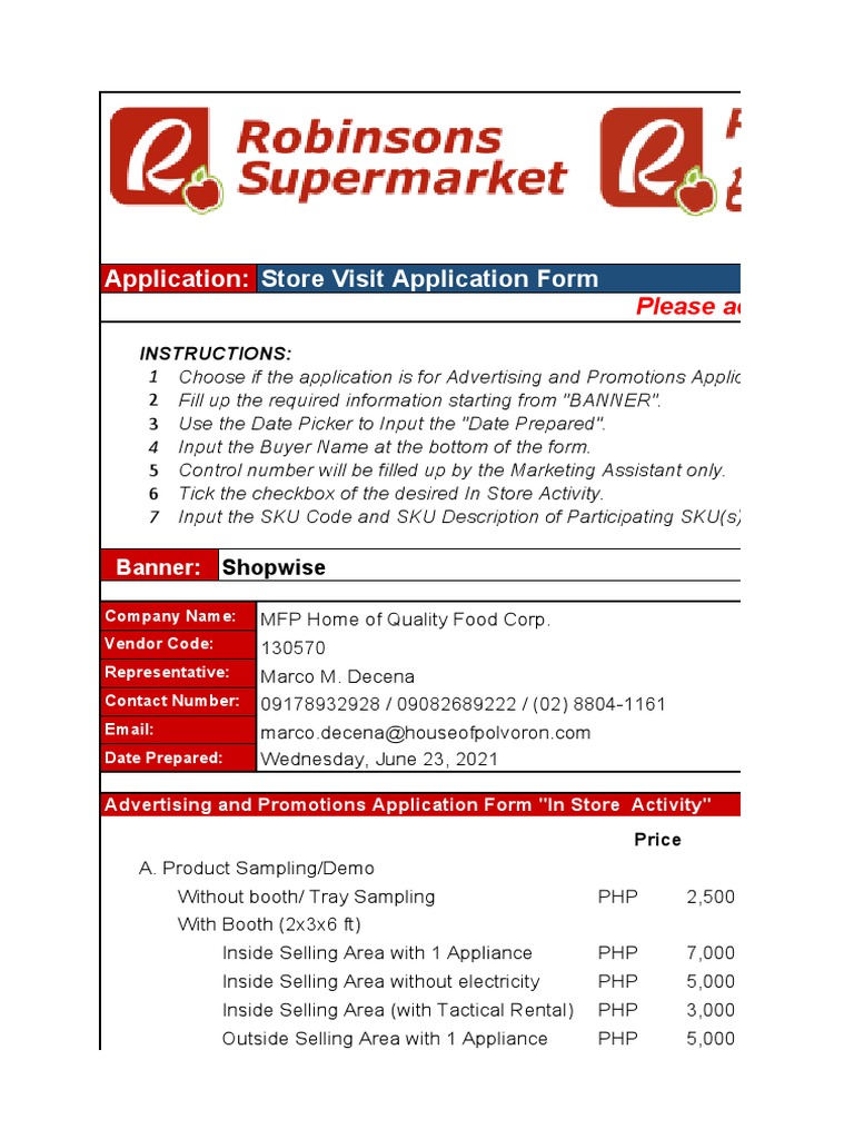 Store Visit Application Guidelines | PDF