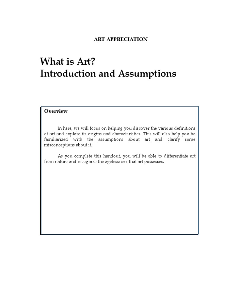 Understanding Art and Its Assumptions | PDF | Experience | Beauty