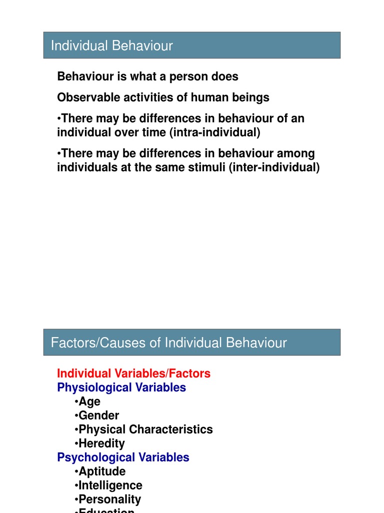 Understanding Individual Behaviour Factors | PDF | Behavior | Stimulus ...