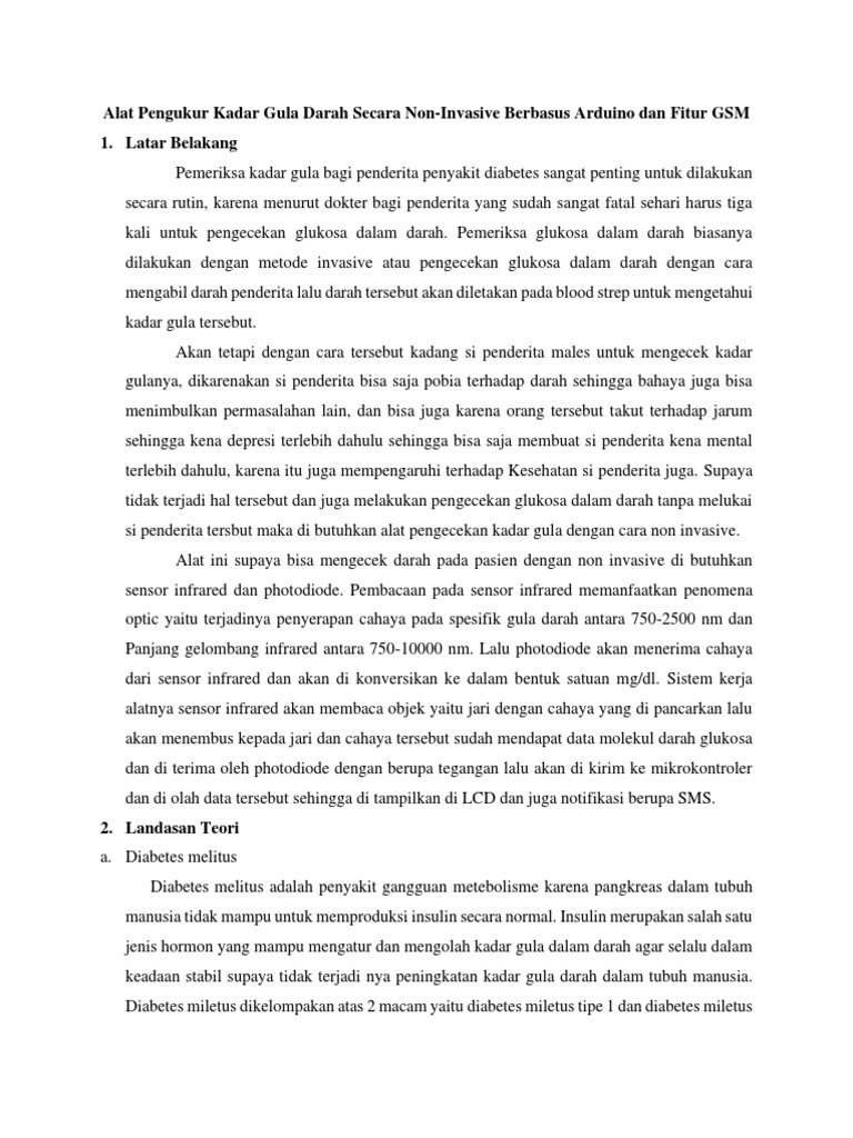 Alat Non-Invasif Cek Gula Darah Arduino | PDF