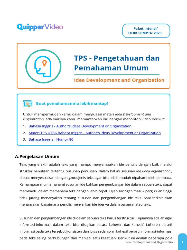 Bahasa Inggris Materi Idea Development and Organization | PDF | Karier ...