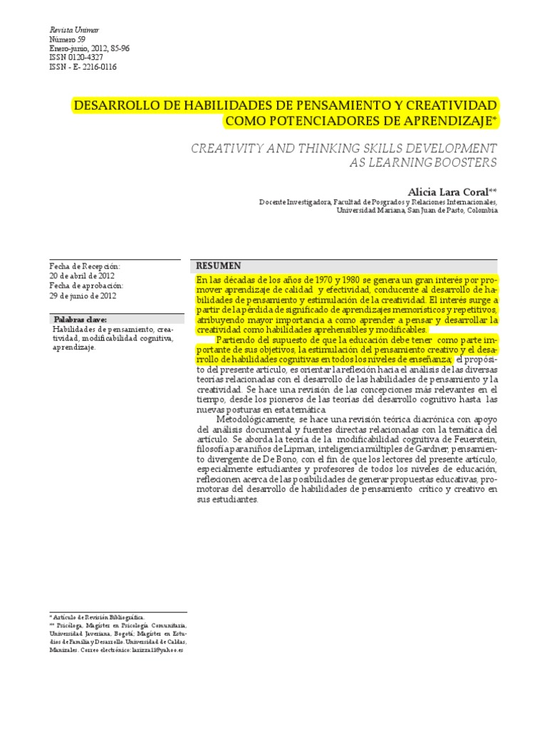 Desarrollo de Habilidades de Pensamiento | PDF | Aprendizaje | Pensamiento