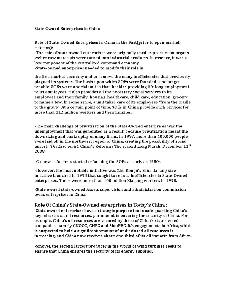 Evolution Of China S State Owned Enterprises Pdf State Owned