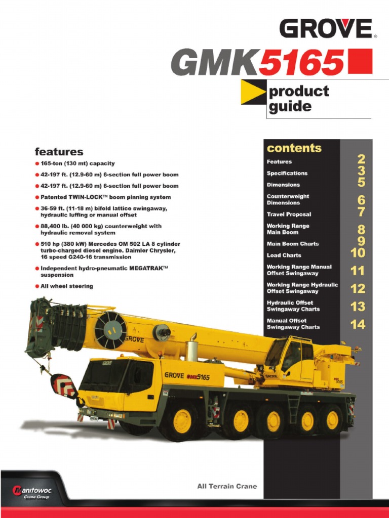 Grove GMK5165 Spec PDF Truck Crane (Machine)