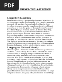 Major Themes-The Last Lesson: Linguistic Chauvinism