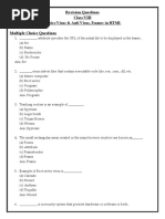 Revision Questions Class:VIII Topics:Virus & Anti Virus, Frames in HTML Multiple Choice Questions