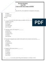 Revision Questions Class:VIII Topics:Virus & Anti Virus, Frames in HTML Multiple Choice Questions