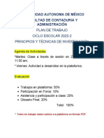 PLAN de TRABAJO - Principios y Técnicas de Investigación