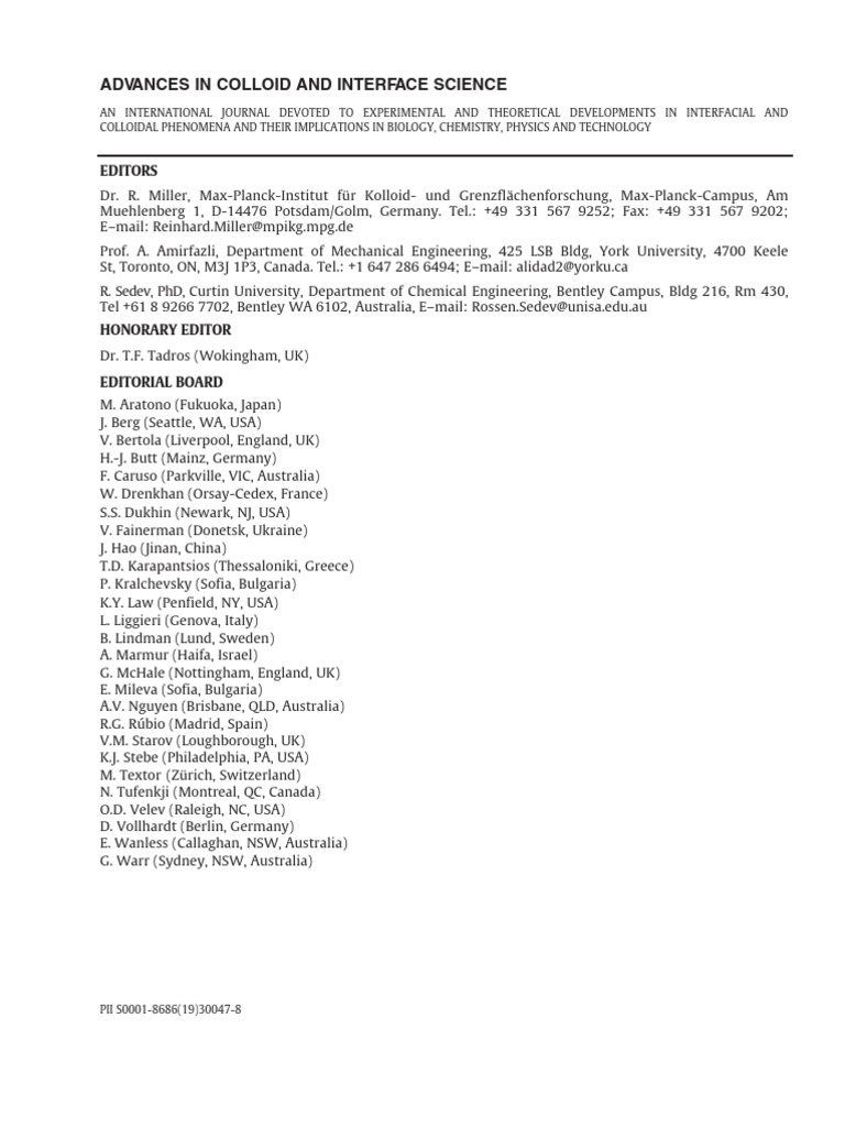 Advances in Colloid Science Guidelines | PDF