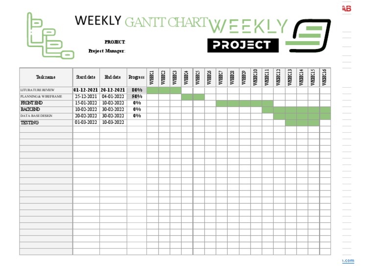 Weekly Gantt Chart Template | PDF | Project Management