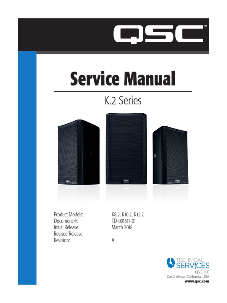 Service Manual K.2 Series PDF Power Supply Amplifier