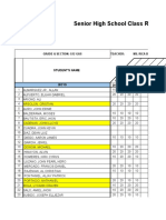 Senior High School Class Record: Grade & Section: G12 Gas Teacher: Ms. Rica B. Villanueva