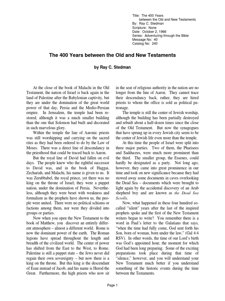 Survey Of The Bible 3 New Testament Ray Stedman PDF Gospel Of 
