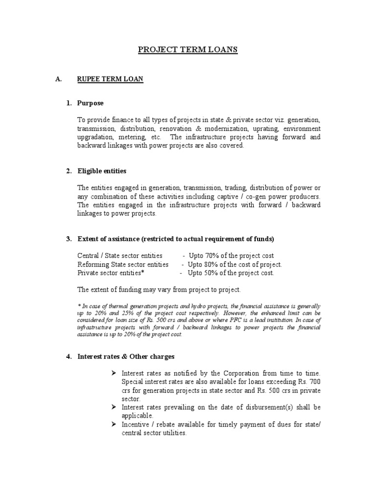 Project Term Loans for Power Sector | PDF | Libor | Loans