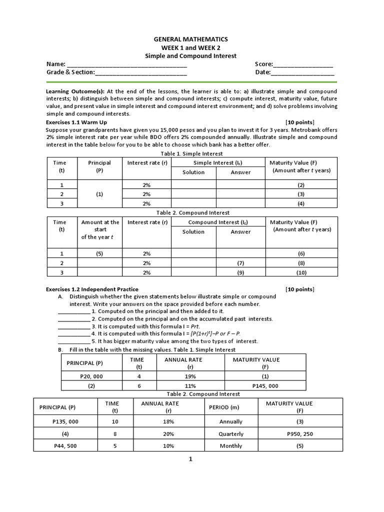 Simple vs. Compound Interest Guide | PDF | Interest | Compound Interest