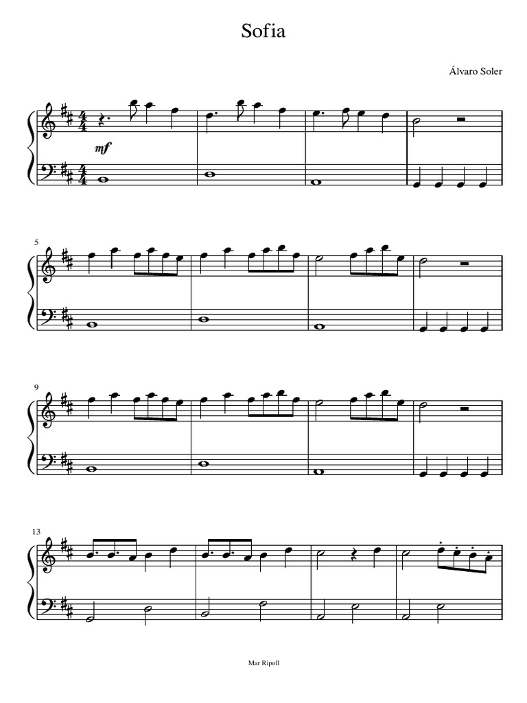 Álvaro Soler Sofia Song Overview PDF