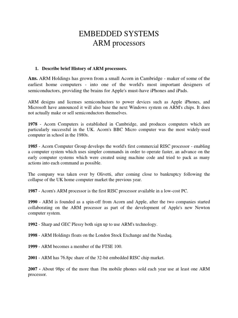 Notes 1 PDF Arm Architecture Embedded System