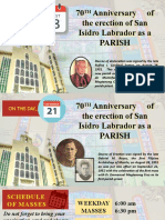 70 Anniversary of The Erection of San Isidro Labrador As A Parish