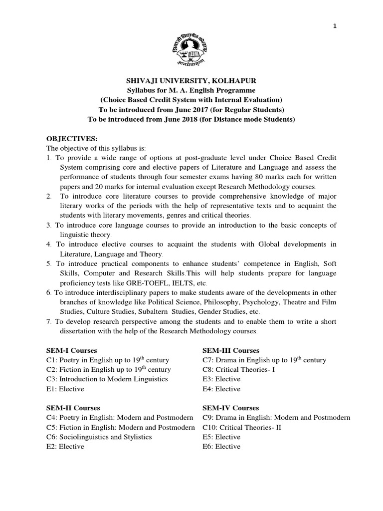M.A. English Syllabus Overview | PDF | Victorian Literature | Linguistics