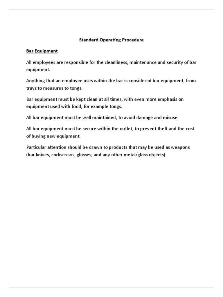 Bar Equipment | PDF
