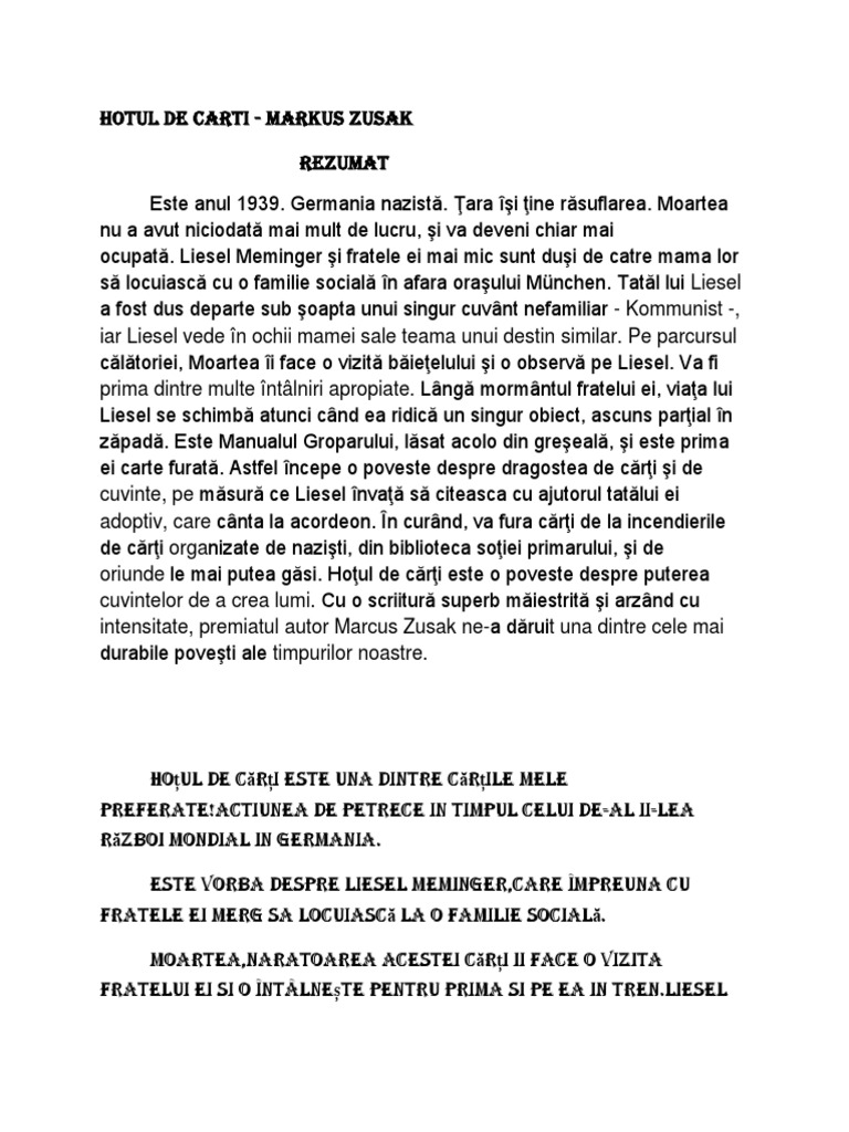 Hotul De Carti Rezumat Hotul de Carti Rezumatdocx 5 PDF Free | PDF