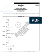 Aakash Model Test Papers Solutions XII T1 Mathematics